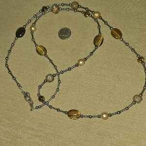 Elegant Carolyn Pollack Beaded Gemstone 18in Necklace with Silver Accents